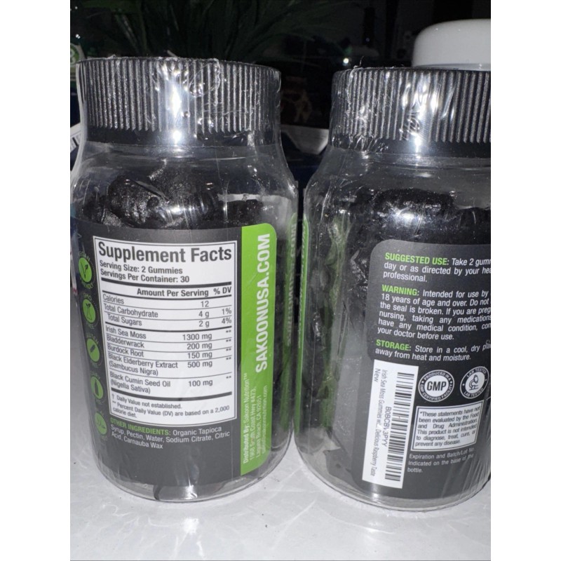 Sakoon nutrition Irish Sea Moss gummies Raspberry )& Black Seed