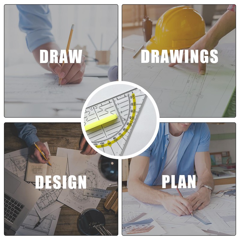 6 Pieces Triangle Rulers, 2 Pieces Erasers, Plastic Rulers, Multi-Function