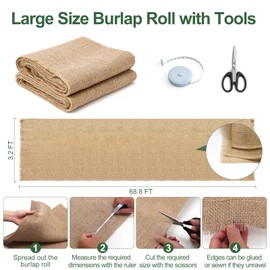 40INX70FT Burlap Fabric Roll for Tree Wrap,Burlap Plant Freeze Protection in Winter,High Density Burlap Plants Cover Frost Cloths for Outdoor Tree Shrubs,Multipurpose for Craft Projects Party Decor