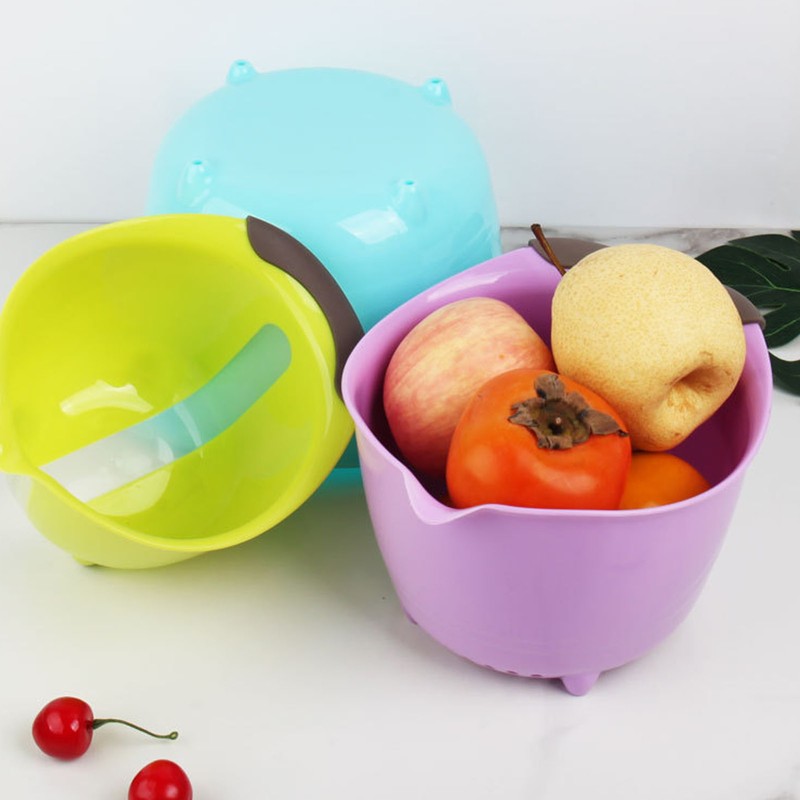 3pcs Drain Colander Set Food Grade PP Stackable Fruit Vegetable