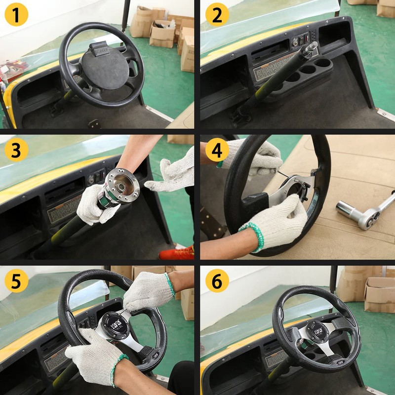 10L0L Golf Cart Steering Wheel, Universal Design Fit for Yamaha,