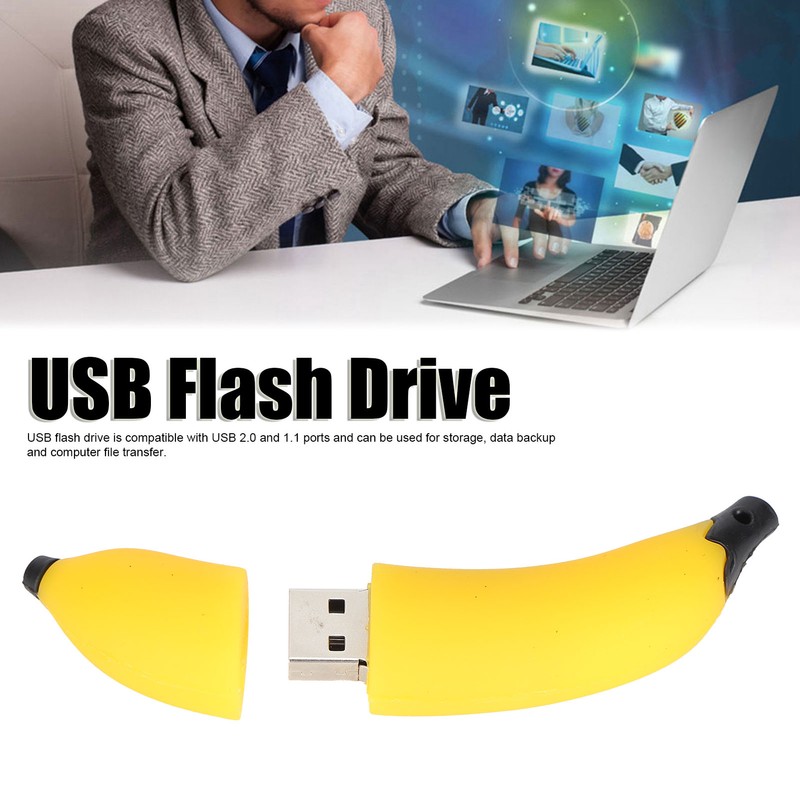 USB Flash Drive Cute Cartoon Banana Shape Thumb Drives for