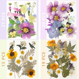 Dried Pressed Flowers, 81 Pcs Bulk Dried Flowers Dry Leaves for DIY Art Crafts, Epoxy Resin Jewelry Molds, Candle, Soap Making, Nails Décor, Gifts