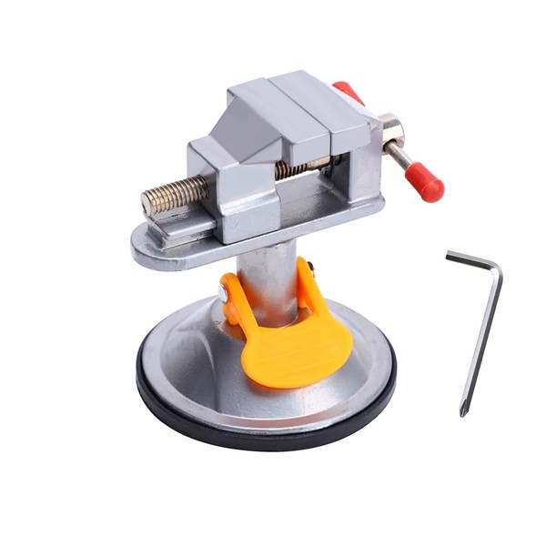 Mini Bench Vise Clamp - 360° Swivel Base, Portable Aluminum