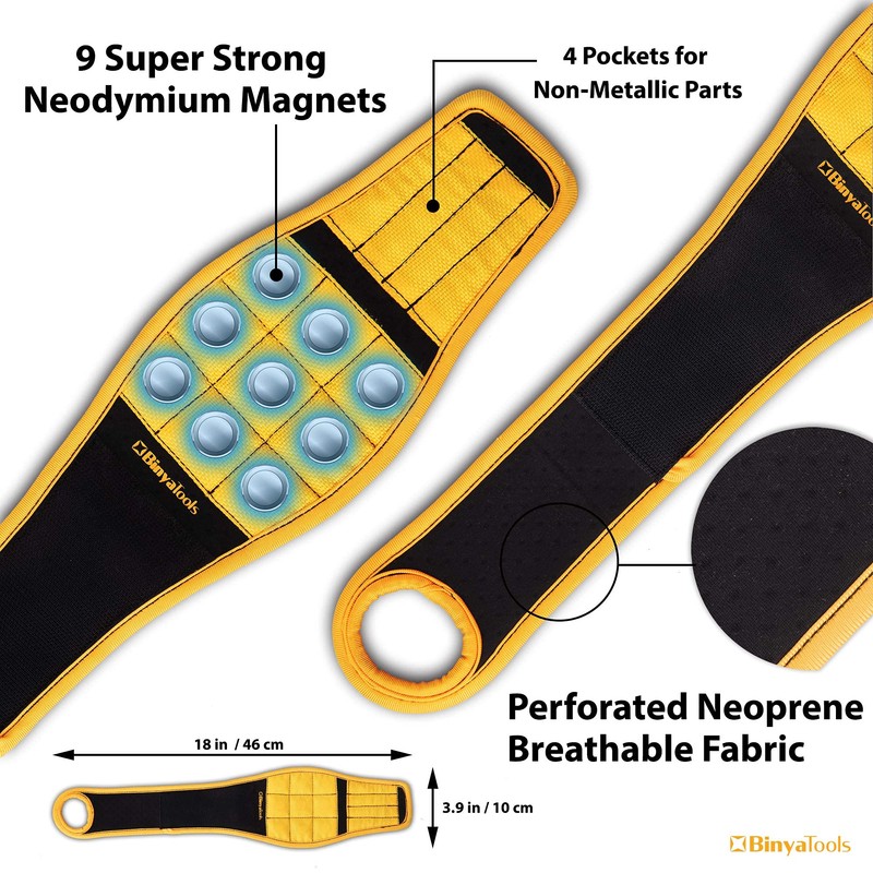 BINYATOOLS Magnetic Wristband for Tools Magnet Screw Holder Wrist Support