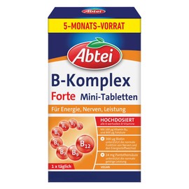 Abtei B-Complex Forte - For Energy, Nerves and Performance - High Dose, Vegan, Gluten Free - Supply Pack - 150 Mini Tablets for 5 Months