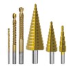 6Pcs Titanium Coated Drill Bit Set,Included 3 Sizes of Step