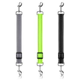 Tyqour 3 Pcs Dog Collar Safety Clip, Double Clip Dog Leash Extender, Adjustable Reflective Nylon Prong Collar Backup Set for Dog Harness Connector