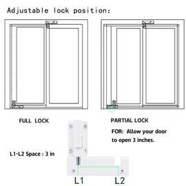 1 Pcs Sliding Door Security Foot Lock Kick Lock, Sliding Patio Door Lock for Secondary Childproof Additional Security, Top and Bottom Fits for Most Glass Sliding Doors and Windows