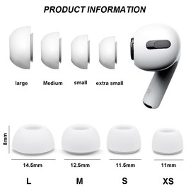 4 Paar Ersatz-Ohrstöpsel für AirPods Pro und AirPods Pro 2 mit Loch zur Geräuschreduzierung, Silikon-Ohrstöpsel mit 3-in-1 Kopfhörer-Reinigungsstift (XS/S/M/L)