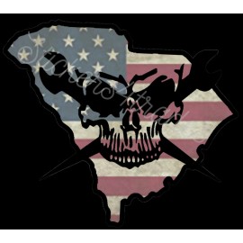 American South Carolina Ironworker Skull American Flag Vinyl Hard Hat Sticker