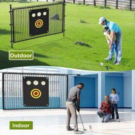 Golf Net Sports Netting Set - 10 x 10ft Golf Practice Net with Rope Rings, Golf Hitting Net Heavy Duty Golf Sports Practice Barrier Net for Backyard,Indoor Garage, Great Gift for Men/Women/Golf Lovers