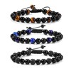Black Beaded Bracelets for Men Boys: 8mm Black Onyx Tiger