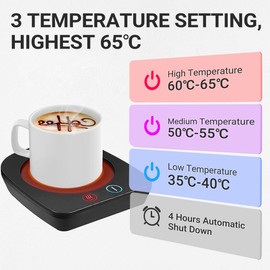 Coffee Warmer, Drink Warmer with Electric Heating Plate, Cup Warmer with Euro Plug for Tea, Coffee, Milk, 4 Hours Automatic Shut-Off, for Office, Home (Black