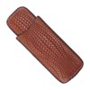 Cigar Case Holder Elegant Vintage Style Woven Pattern Leather Portable