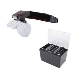 Quality Optics LED Illuminated Eco Pro Head Magnifier 1X 1.2X 1.7X 1.8X 2.5X 3.5X (Eco Pro 6 Lens Set RED)