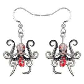 NEWEI Cute Enamel Whale Octopus Jellyfish Shark Earrings Seahorse Beach Jewellery for Women Girls Sea Animals Gifts, enamel, No Gemstone