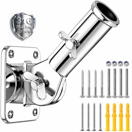 FUCNEN 180° Adjustable Flag Pole Holder 316 Stainless Steel Marine Grade Heavy Duty Flag Pole Mount FlagPole Bracket for Outside House, Garden, Boat, Truck(Mounting Hardware Included)Fits 1" Flag Pole