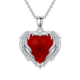 Reaii Natural Red Agate Heart Pendant Necklace for Women 925 Sterling Silver Genuine Red Agate Jewelry Gifts, Sterling Silver, red agate