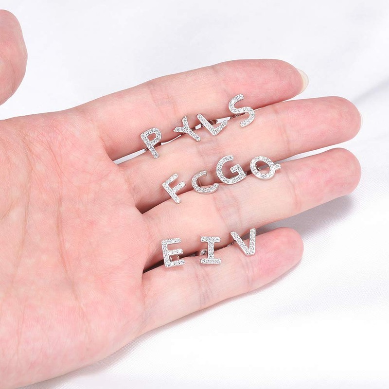 AoedeJ Initial Earrings 925 Sterling Silver Cubic Zirconia Women Initial