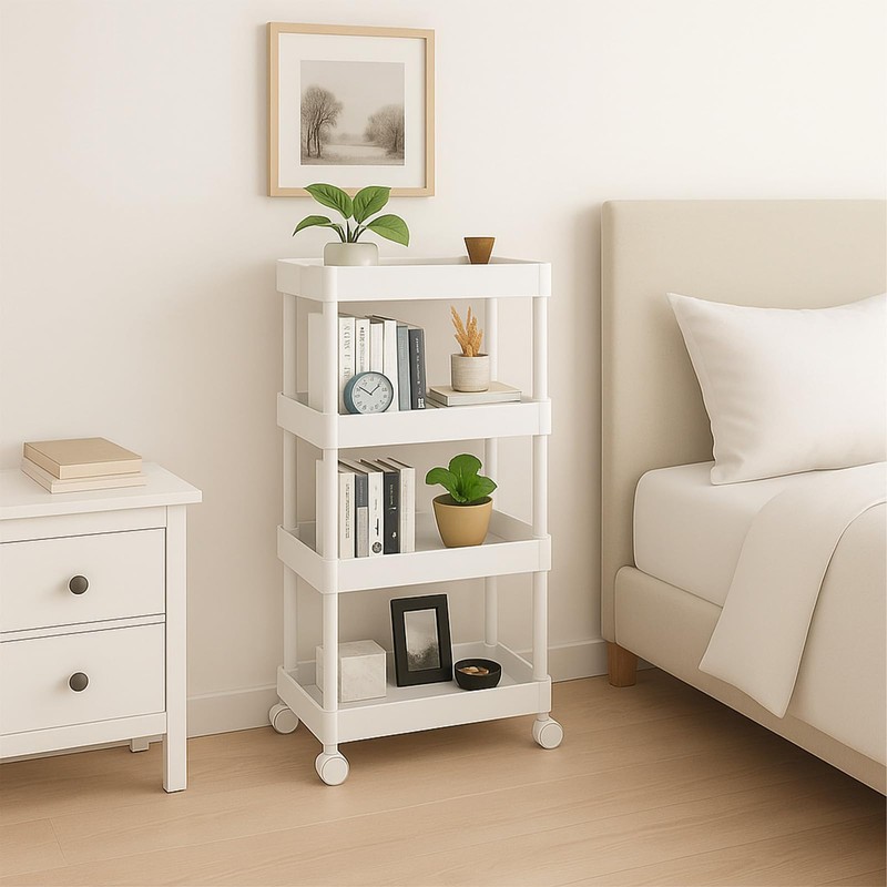 ShellKingdom 4 Tier Bathroom Storage Organizer, Slim Rolling Storage Cart