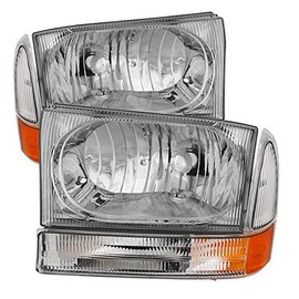 Carpart4u - Crystal Headlight Headlamp for Ford F250 F350 F450 Superduty Excursion 99-04 [ Halogen Model ]