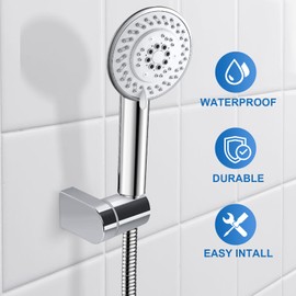 Shower Head Holder, 360° Adjustable Angle Handheld Shower Head Bracket, Universal Shower Bracket Wall Mount Hand Shower Holder Replacement for Bathroom, Silver