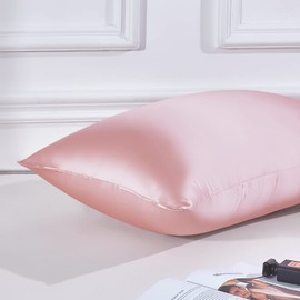 THXSILK 22 Momme Silk Pillowcase, 100% Silk Pillowcase Sofa Cushion Cover, Anti Mite Zip Silk Pillowcase, Charming Pink, 40 x 60 cm