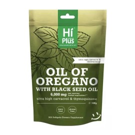 HiPlus Organic Oregano Oil 6000mg 300 Softgels with Carvacrol 165mg & Thymoquinone