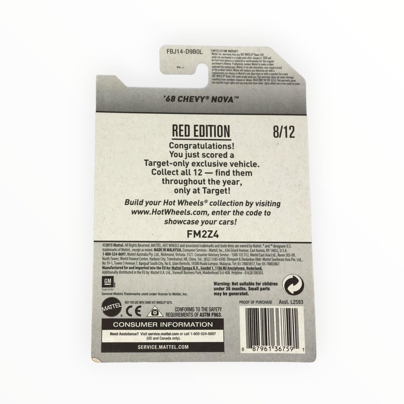 Hot Wheels 2017 Red Edition 8/12 - 68 Chevy Nova