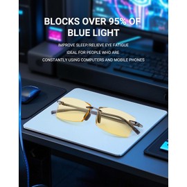 TERAISE Rimless Anti Blue Light Reading Glasses Comfortable Lightweight Frameless Reader 1 Pack Men and Women Blue Light Blocking Computer Eyeglasses(2.0X)