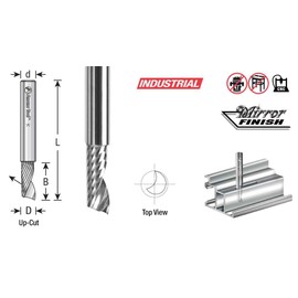 Amana Tool - 51408 Solid Carbide CNC Spiral 'O' Flute, Aluminum Cutting 3/16 Dia x 1/2 x 1