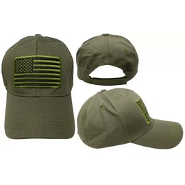 America American Flag Olive Green Patch Military Trump 2024 Cap Hat