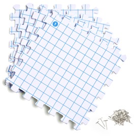 Interlocking Blocking Mats - Blocking Mats for Knitting and Crochet Projects, 4-Pack 12'' W x 12'' L Knitting Blocking Mats with 50 T-Pins