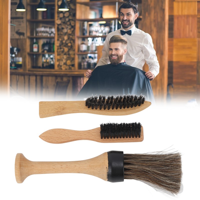 3pcs Barber Brush Set Professional Soft Bristles Portable Barber Neck
