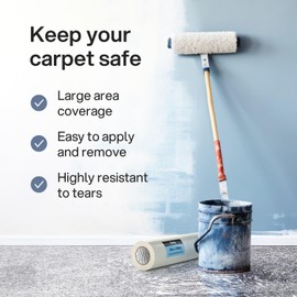 Kenley Carpet Protection Film - Self Adhesive Plastic Carpet Protector Film - Heavy Duty Shield Covering for Stairs Floor Runner Surface - Puncture & Water Resistant Sticky Protection Roll (36"x200')
