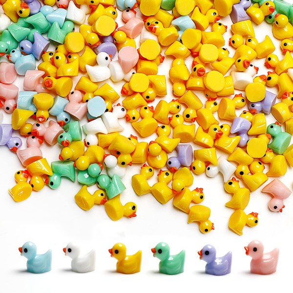 200 Pieces Mini Resin Ducks Yellow Tiny Duckies Decoration DIY