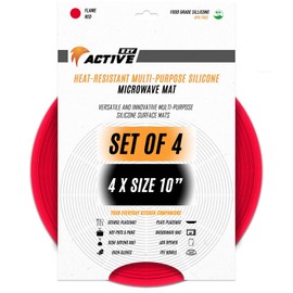 Multi Use Silicone Mat, Microwave Pot Holders, Microwave Cover for Food, Trivet, Silicone Mat, Hot Pads, Silicone Pot Holders for Kitchen, Silicone Molds for Resin Trivet, Set of 4 Red Size 10 in