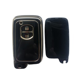 Kinotaka TPU Smart Key Case Designed for Toyota Prius 30 Series, Prius α, Aqua, 86, Vitz, Corolla etc. 2 Button Smart Key Cover, Black
