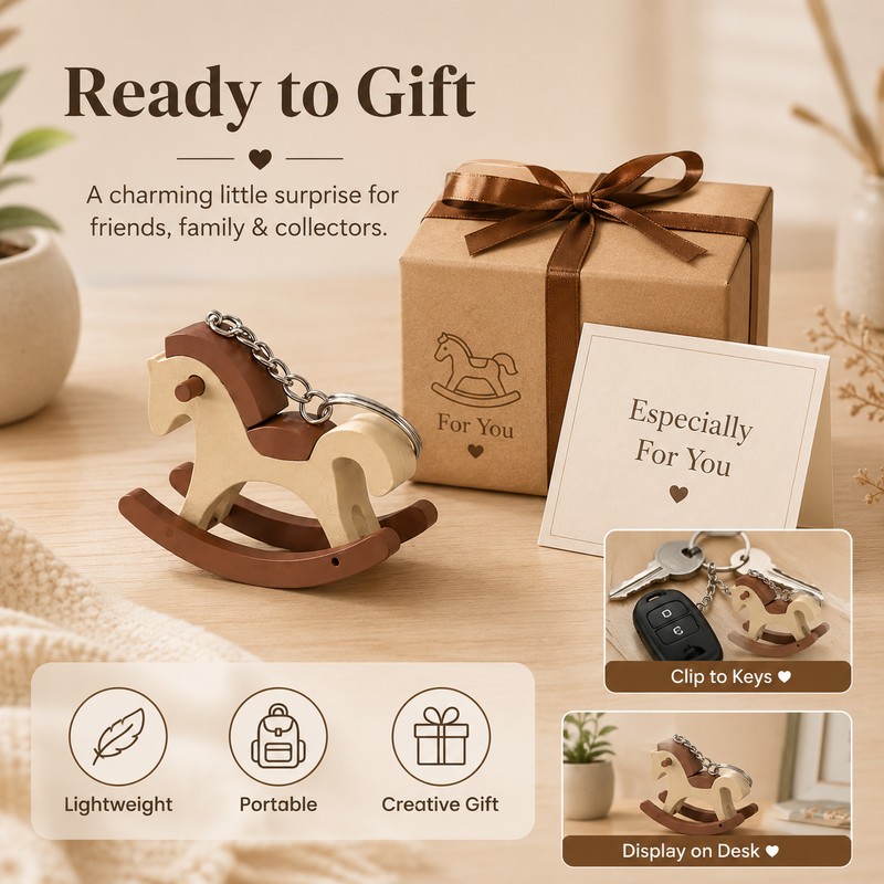 Cartoon Rocking Horse Figurine for Desk Decor – 3D Printed