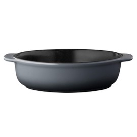 BergHOFF GEM Stone Baking Dish 9.75" x 8.25" 1.4 qt. Round Black Safe Grip Handle Even Baking Matt Enamel Finish Oven, Microwave & Dishwasher Safe