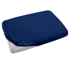 Hafaa Single Fitted Sheet – Easy Care 25 cm Deep Brushed Microfibre Elastic Navy Fitted Bed Sheets- Shrinkage and Fade Resistant (91 x 191 cm)