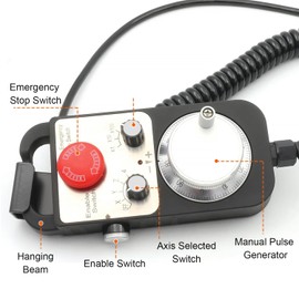 MGP Pendant CNC Controller, CNC Electronic Handwheel Manual Pulse Generator with Emergency Stop, 100PPR Universal 4-Axis Controller for CNC Handwheel Encoders/Router/Lathe/Milling/Engraving Machine