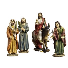 Paben Articoli Religiosi: 4 Figures, Jesus Entry into Jerusalem, Decoration or for Christmas Nativity, Height 14 cm
