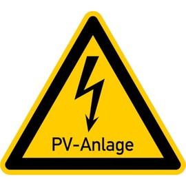 Sticker Warning Sign Photovoltaic "PV System Under Voltage" Film ISO 7010 W012 | SL 5-30 cm Made in Germany Size: 5 cm