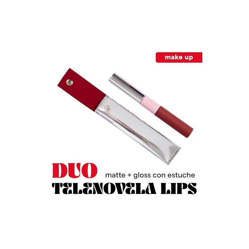 SARELLY, Dúo Labial, Matte + Gloss Hidratante, 3 Acabados, Estuche