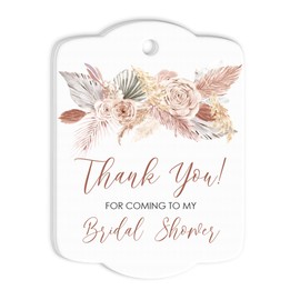 Bridal Shower Favor Tags Thank You Tags Boho Floral Pampas Grass - Set of 24