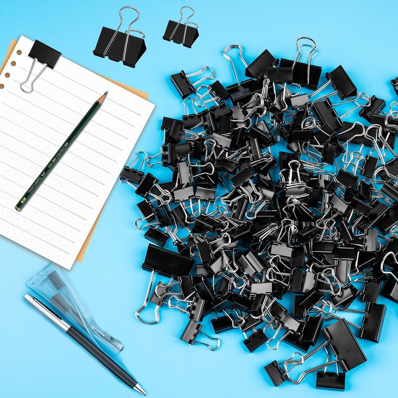 200 Count Binder Clips Assorted Sizes, 4 Sizes Large, Medium,