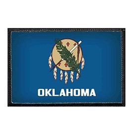 Oklahoma State Flag - Color Morale Patch | Hook and Loop Attach for Hats, Jeans, Vest, Coat | 2x3 in | by Pull Patch