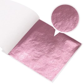 VGSEBA Imitation Gold Leaf Sheets,Rose Pink Gilding Foil Paper 100 Pieces 3.15" by 3.35" Gold Foil Sheet for Paintings Arts Crafts Nail Handcrafts Frames Furniture Decoration